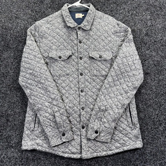 Faherty Brand Epic Quilted Fleece CPO Shirt Jacket Grey Heather Mens Large L